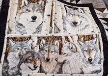 Load image into Gallery viewer, Hand Crafted Quilted Wolf Blanket by Local Artist
