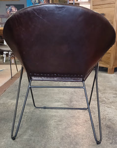 Round Beautiful Leather Accent Chair