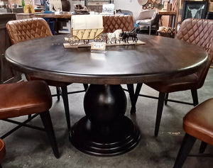 54" Solid Wood Round Dining Table with Globe Base