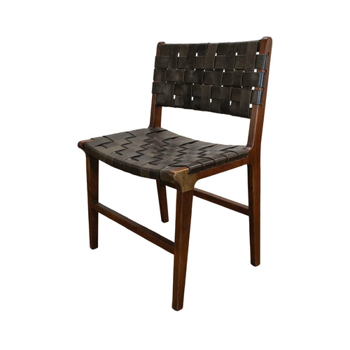 The Absaroka Chair – Woven Leather and Solid Wood Accent or Dining Chair