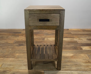 The Alcott Nightstand – Solid Wood Bedside Table with Drawer & Open Shelf