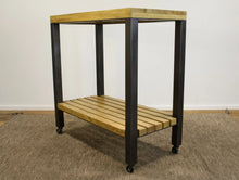 Load image into Gallery viewer, The Ansel Cart – Solid Wood &amp; Gunmetal Utility Cart on Casters