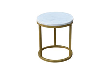 Load image into Gallery viewer, The Aurea Table – 18&quot; Round Marble Accent Table with Brass-Finished Steel Base
