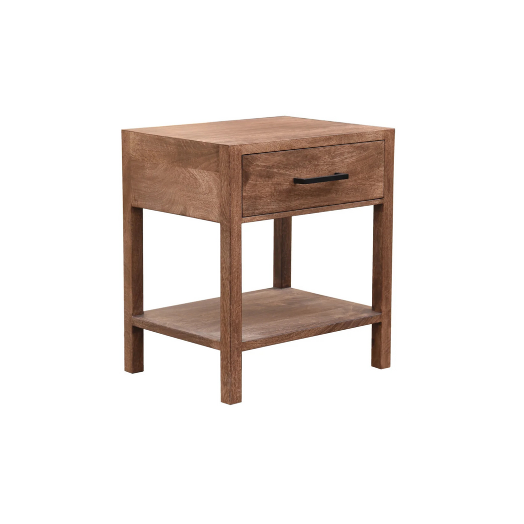 The Bridger Nightstand – Solid Wood Nightstand with Drawer & Open Shelf