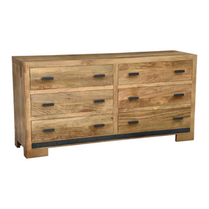 The Carson Dresser – 6-Drawer Solid Wood Dresser with Blackened Steel Detail