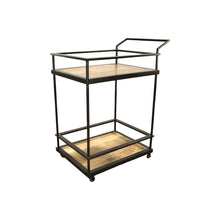 Load image into Gallery viewer, The Chet Bar Cart – Solid Wood &amp; Bronze Beverage Cart on Wheels
