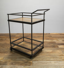 Load image into Gallery viewer, The Chet Bar Cart – Solid Wood &amp; Bronze Beverage Cart on Wheels