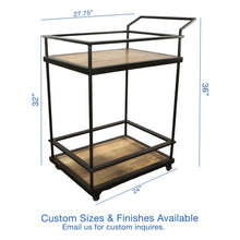 Load image into Gallery viewer, The Chet Bar Cart – Solid Wood &amp; Bronze Beverage Cart on Wheels