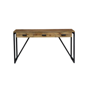 The Cormac Desk – 3 Drawer Solid Wood Desk with Iron Base