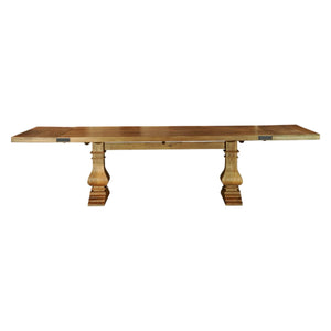 The Cadenza Extension Table – 84–120" Solid Wood Dining Table with Double Pedestal Base