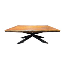 Load image into Gallery viewer, The Denali Table – Live Edge Hardwood Coffee Table with Industrial Starburst Base
