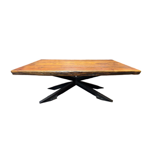 The Denali Table – Live Edge Hardwood Coffee Table with Industrial Starburst Base