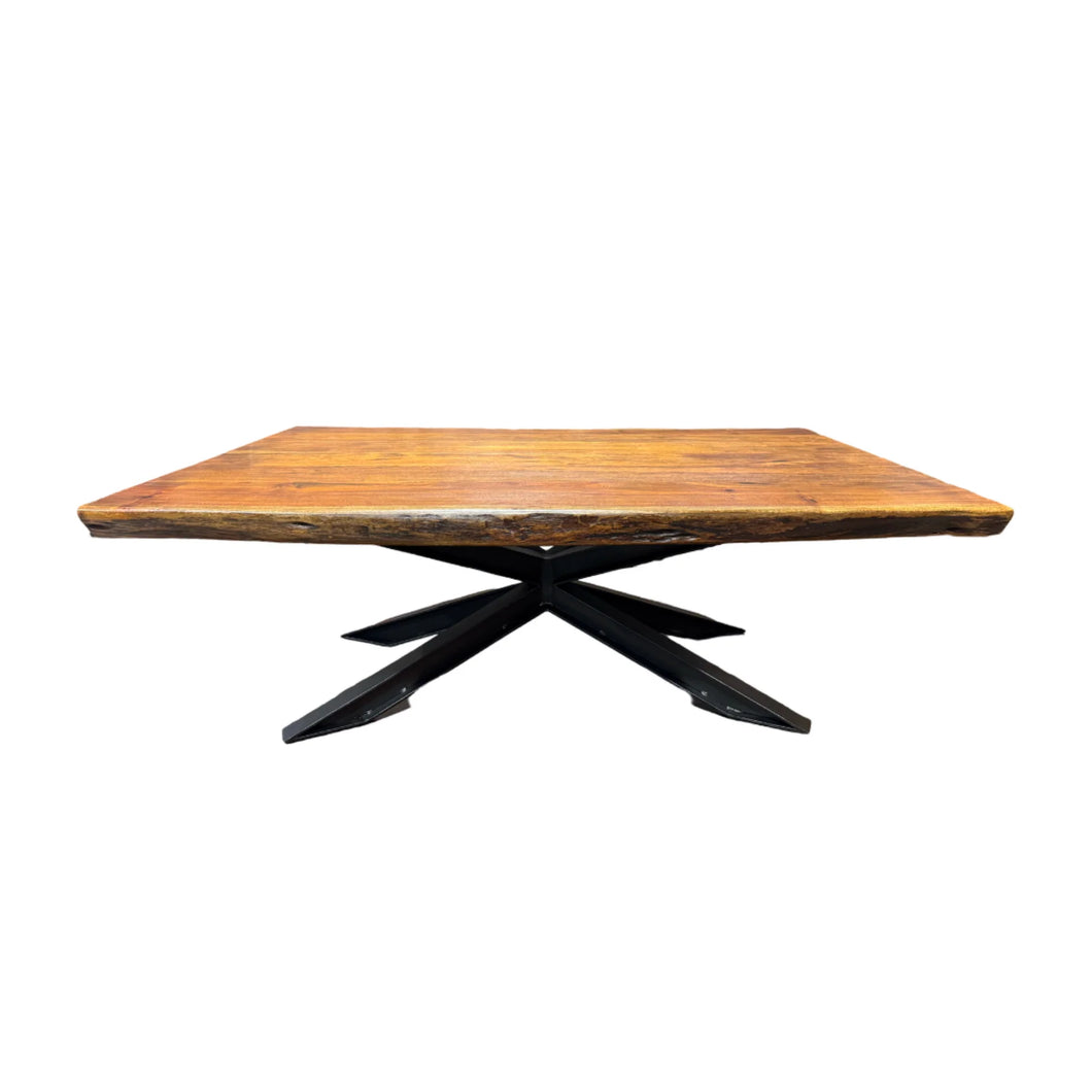 The Denali Table – Live Edge Hardwood Coffee Table with Industrial Starburst Base