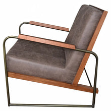 Load image into Gallery viewer, The Ezra Chair Leather – Retro Industrial Arm Chair in Delmonte Brown