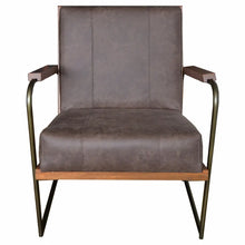 Load image into Gallery viewer, The Ezra Chair Leather – Retro Industrial Arm Chair in Delmonte Brown