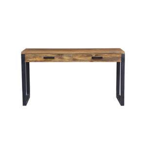 The Fremont Desk – Solid Hardwood Desk with Two Deep Drawers and Steel Base