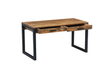 Load image into Gallery viewer, The Fremont Desk – Solid Hardwood Desk with Two Deep Drawers and Steel Base