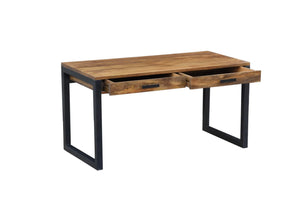 The Fremont Desk – Solid Hardwood Desk with Two Deep Drawers and Steel Base