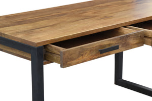 The Fremont Desk – Solid Hardwood Desk with Two Deep Drawers and Steel Base