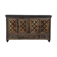 Load image into Gallery viewer, The Gallatin Cabinet – 72&quot; Hand-Carved Hardwood Sideboard with Glass Insets