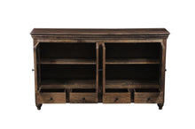 Load image into Gallery viewer, The Gallatin Cabinet – 72&quot; Hand-Carved Hardwood Sideboard with Glass Insets