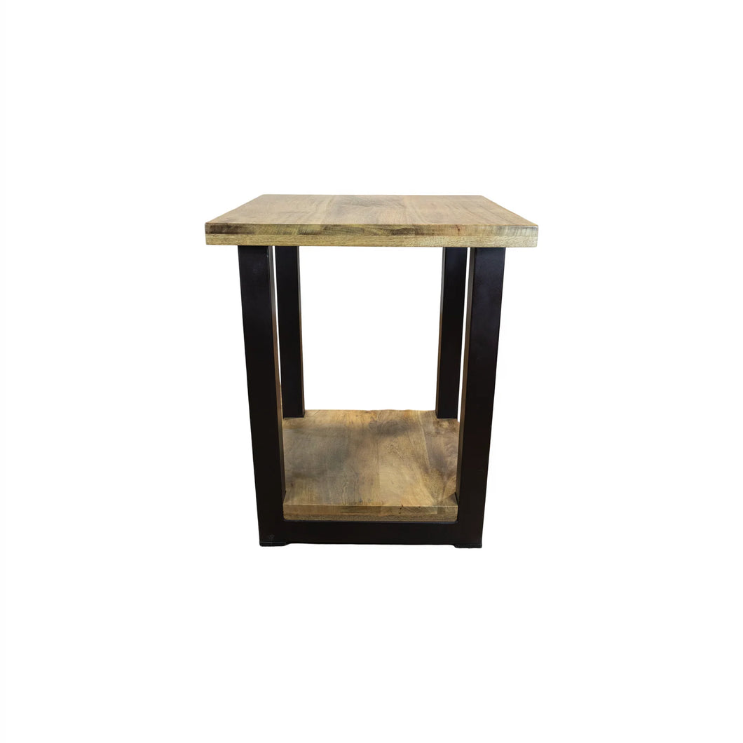 The Granby Table – Solid Hardwood & Steel End Table with Shelf