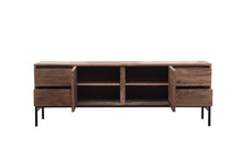 Load image into Gallery viewer, The Halston Cabinet – 84&quot; Slatted Hardwood Media Console with Drawers