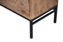 Load image into Gallery viewer, The Halston Cabinet – 84&quot; Slatted Hardwood Media Console with Drawers