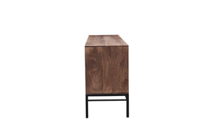 The Halston Cabinet – 84" Slatted Hardwood Media Console with Drawers