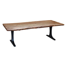 Load image into Gallery viewer, The Horizon Table – 84&quot; Live Edge Hardwood Dining Table with Cast Aluminum Base