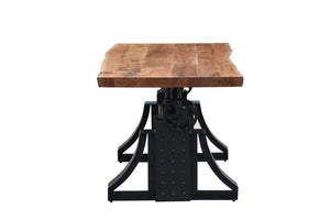The Ironhorse Table – 72" Adjustable Live Edge Table with Crank Steel Base