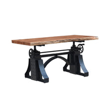 Load image into Gallery viewer, The Ironhorse Table – 72&quot; Adjustable Live Edge Table with Crank Steel Base