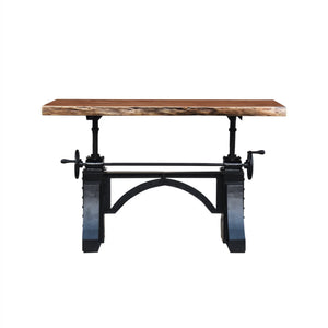 The Ironhorse Table – 72" Adjustable Live Edge Table with Crank Steel Base