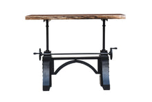 Load image into Gallery viewer, The Ironhorse Table – 72&quot; Adjustable Live Edge Table with Crank Steel Base