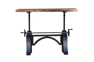 The Ironhorse Table – 72" Adjustable Live Edge Table with Crank Steel Base