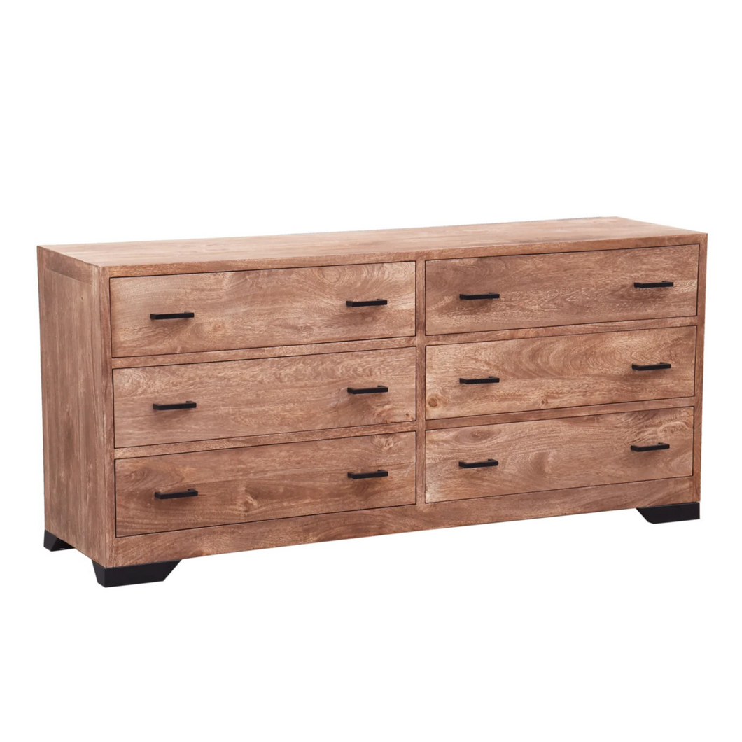 The Kalispell Dresser – 6-Drawer Solid Wood Dresser with Black Hardware