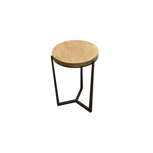 The Loma Table – 16" Round Solid Wood Accent Table with Tripod Steel Base