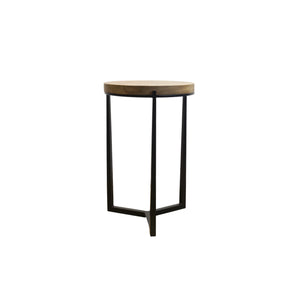 The Loma Table – 16" Round Solid Wood Accent Table with Tripod Steel Base
