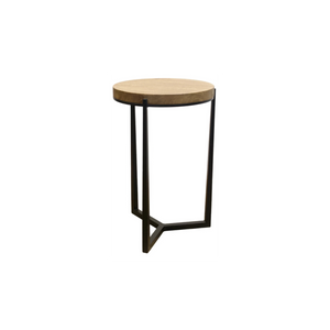 The Loma Table – 16" Round Solid Wood Accent Table with Tripod Steel Base