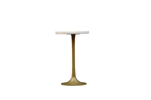 The Luma Table – 15" Round Marble Accent Table with Brushed Brass Pedestal Base