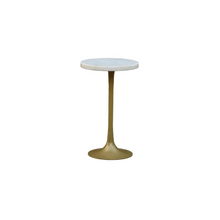 Load image into Gallery viewer, The Luma Table – 15&quot; Round Marble Accent Table with Brushed Brass Pedestal Base