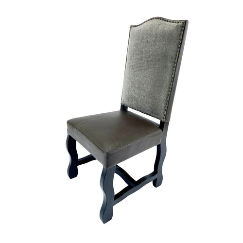 The Lusk Chair – High-Back Dining Chair with Leather Seat and Upholstered Back