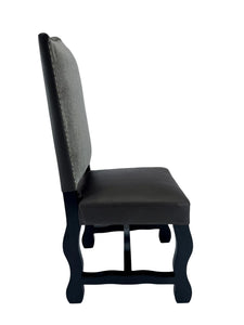 The Lusk Chair – High-Back Dining Chair with Leather Seat and Upholstered Back