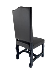 The Lusk Chair – High-Back Dining Chair with Leather Seat and Upholstered Back