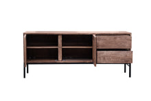 Load image into Gallery viewer, The Mercer Cabinet – 72&quot; Slatted Hardwood Media Console with Drawers