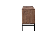 Load image into Gallery viewer, The Mercer Cabinet – 72&quot; Slatted Hardwood Media Console with Drawers