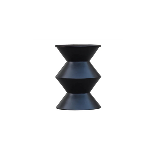 The Obsidian Table – Sculpted Solid Wood End Table in Matte Black