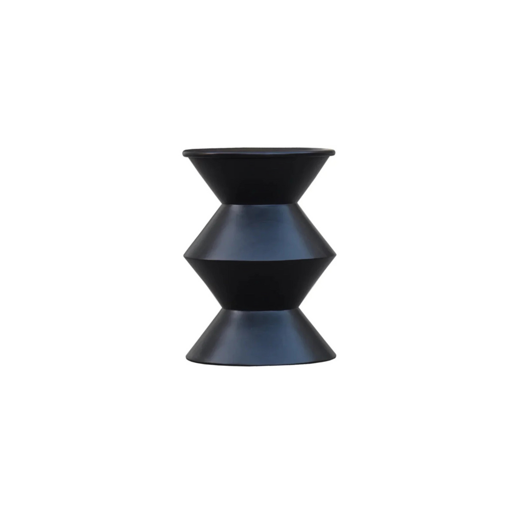The Obsidian Table – Sculpted Solid Wood End Table in Matte Black