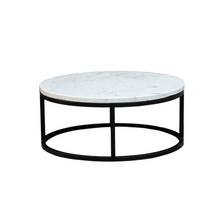 Load image into Gallery viewer, The Orion Table – Round Marble Coffee Table with Black Steel Base