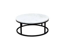 Load image into Gallery viewer, The Orion Table – Round Marble Coffee Table with Black Steel Base